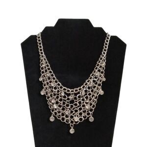 Paparazzi Fishing for Compliments Silver Tone Rhinestone Bib Statement Necklace